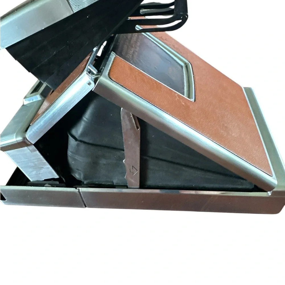 Polaroid SX-70 Land Camera Silver and Brown Film Camera with Classic Design